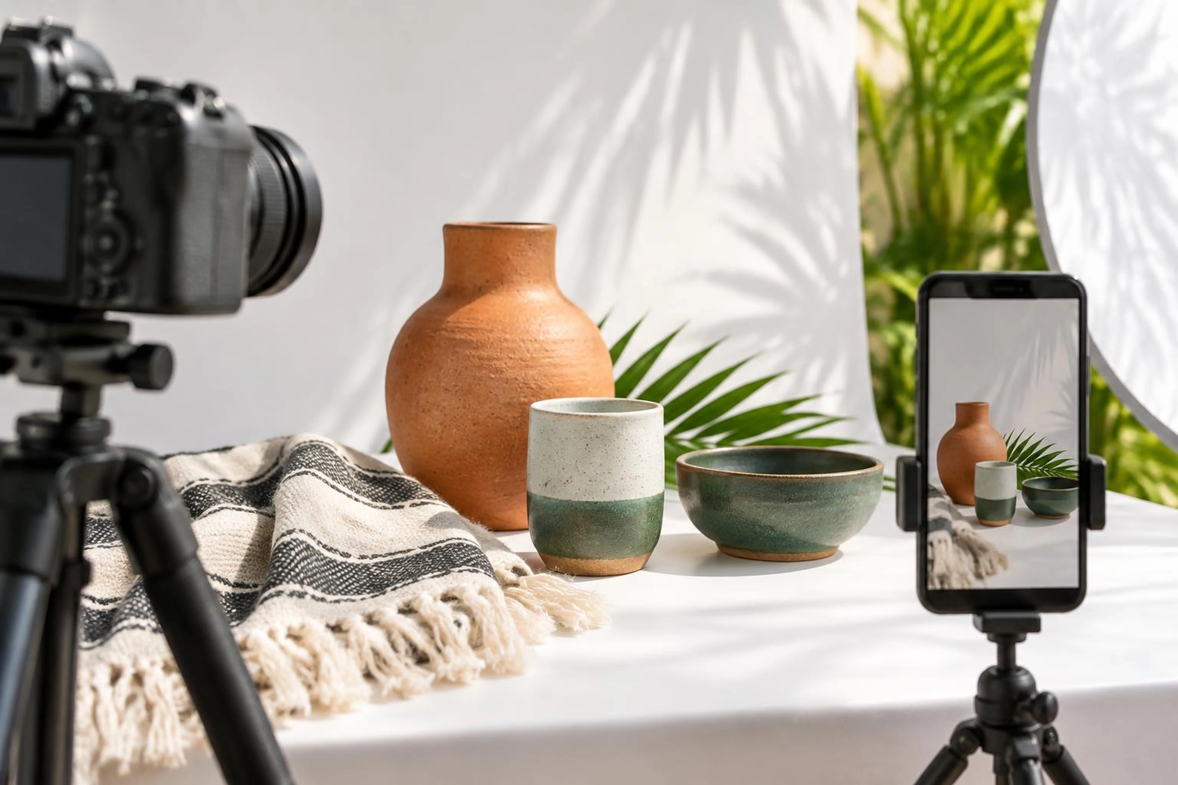 Preparación de fotografías de producto con cerámica y un teléfono